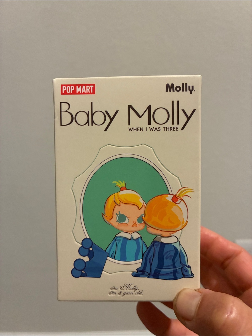 Pop Mart Baby Molly Figurine Box - Cream with Blue/Green Artwork